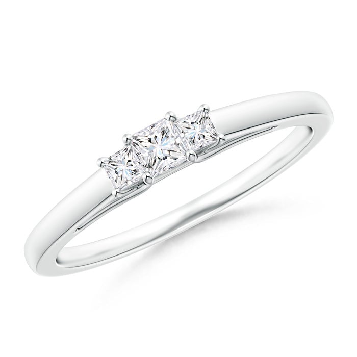 Princess Cut Three Stone Moissanite Trellis Promise Ring
