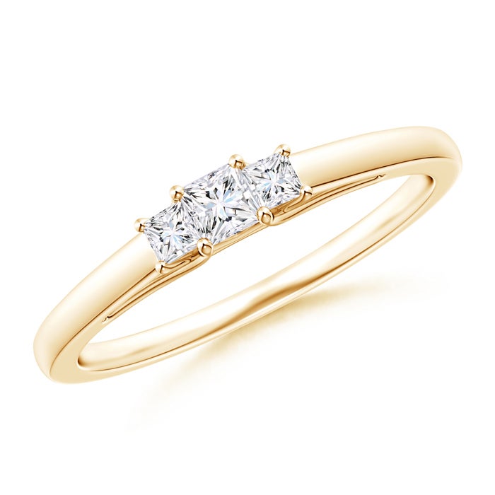 Princess Cut Three Stone Moissanite Trellis Promise Ring