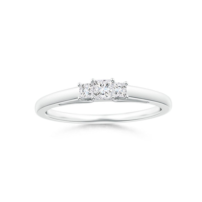 Princess Cut Three Stone Moissanite Trellis Promise Ring