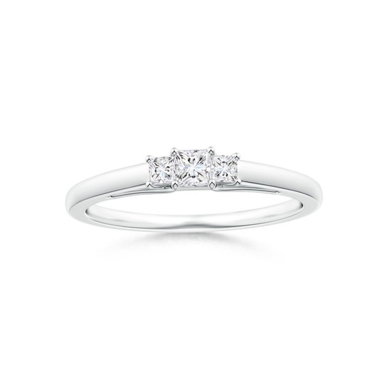 Princess Cut Three Stone Moissanite Trellis Promise Ring