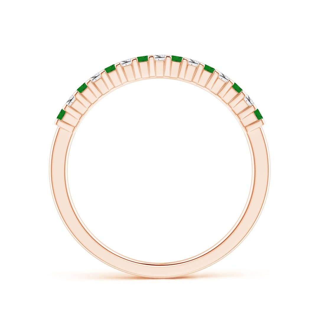 Princess Lab-Grown Emerald and Moissanite Semi Eternity Wedding Band