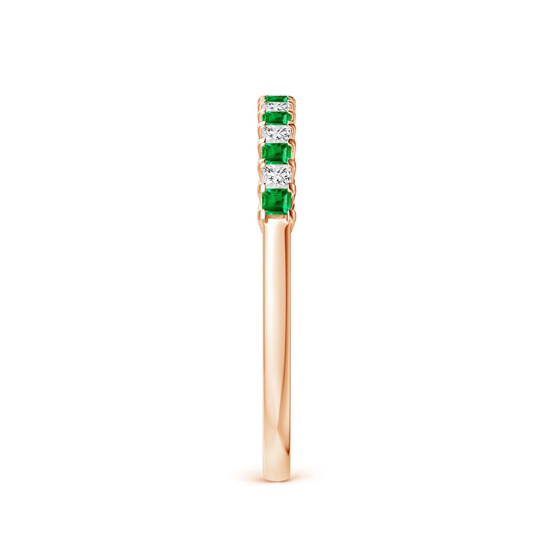 Princess Lab-Grown Emerald and Moissanite Semi Eternity Wedding Band