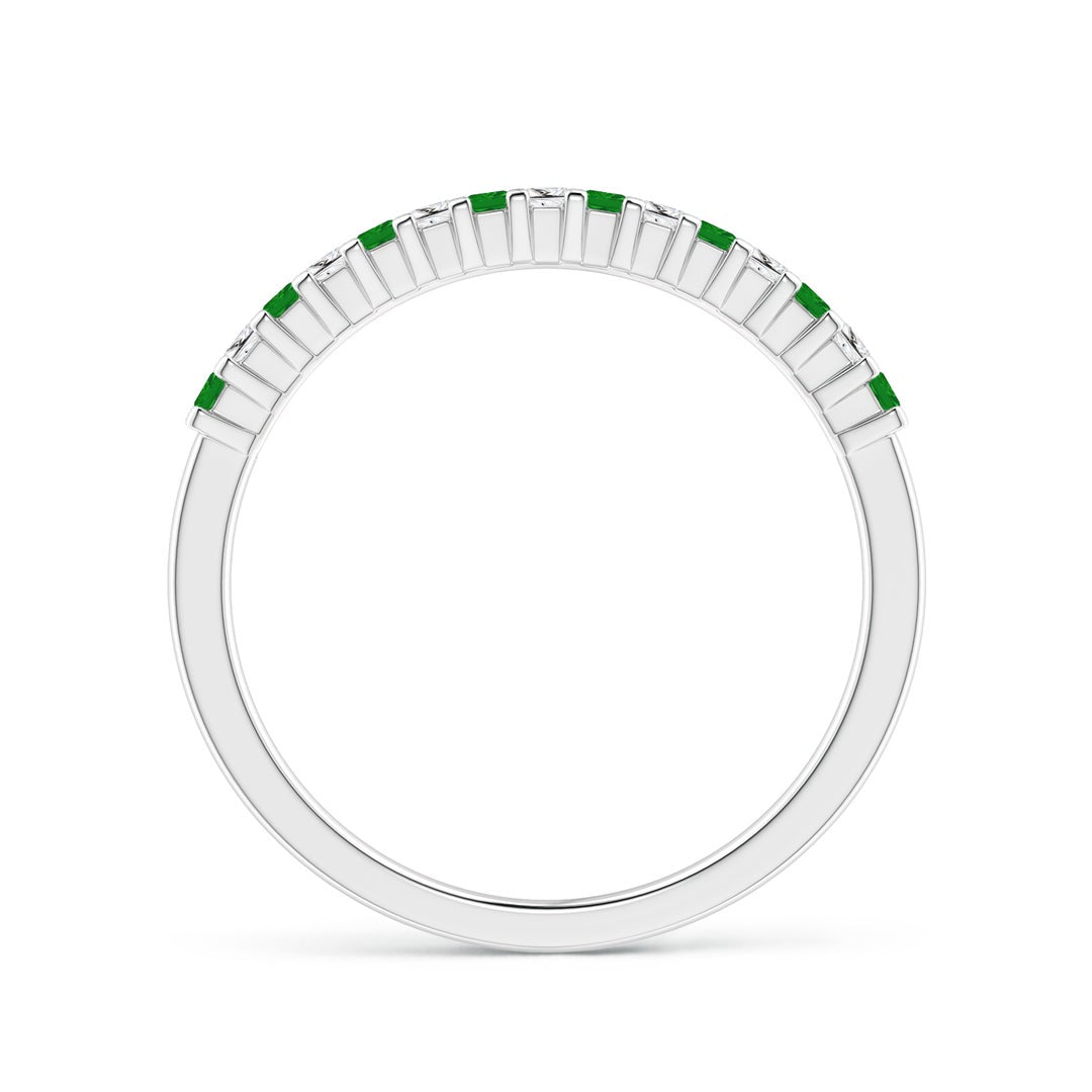 Princess Lab-Grown Emerald and Moissanite Semi Eternity Wedding Band