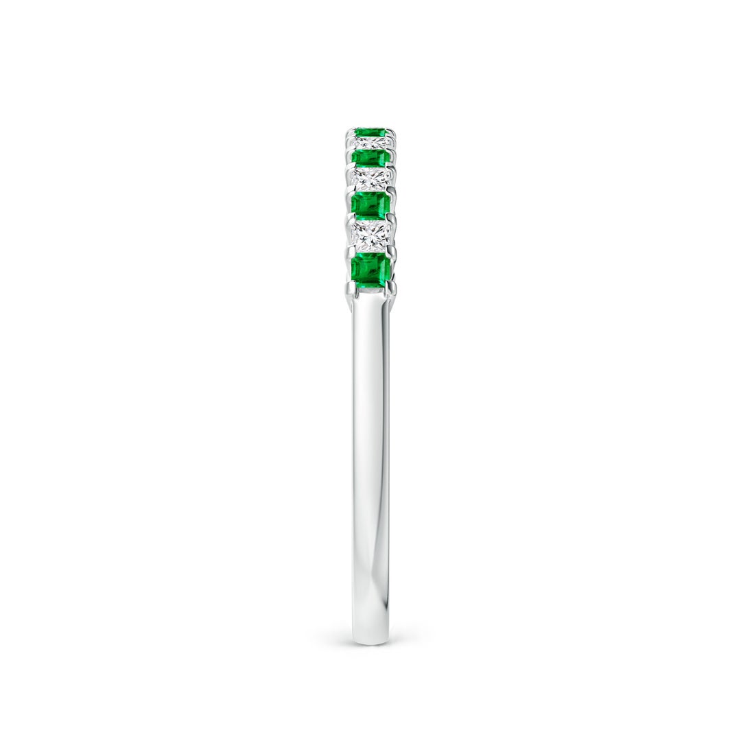 Princess Lab-Grown Emerald and Moissanite Semi Eternity Wedding Band