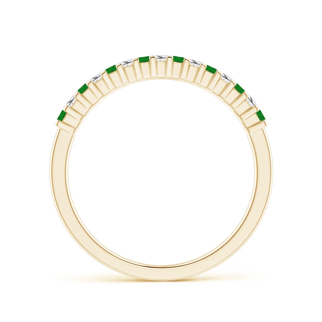 Princess Lab-Grown Emerald and Moissanite Semi Eternity Wedding Band