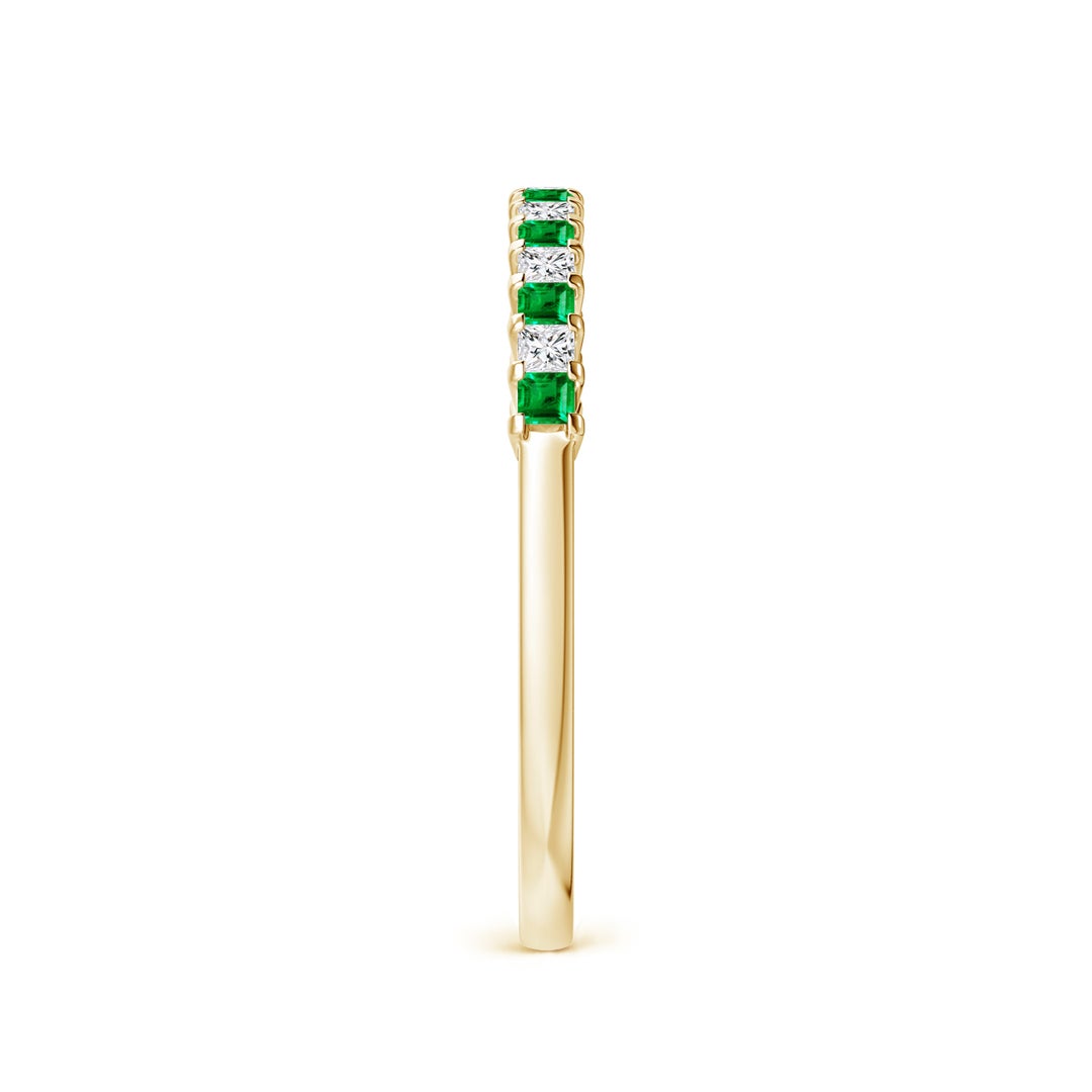 Princess Lab-Grown Emerald and Moissanite Semi Eternity Wedding Band
