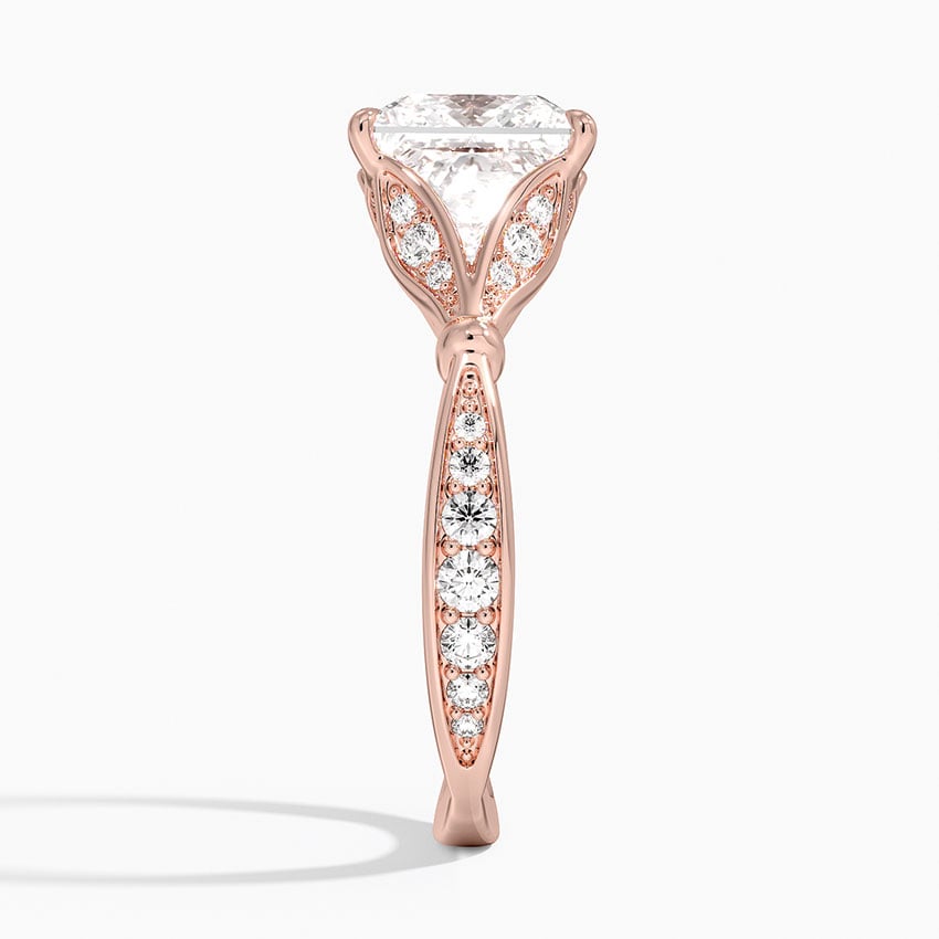 Princess Moissanite Floral Openwork Cathedral Engagement Ring
