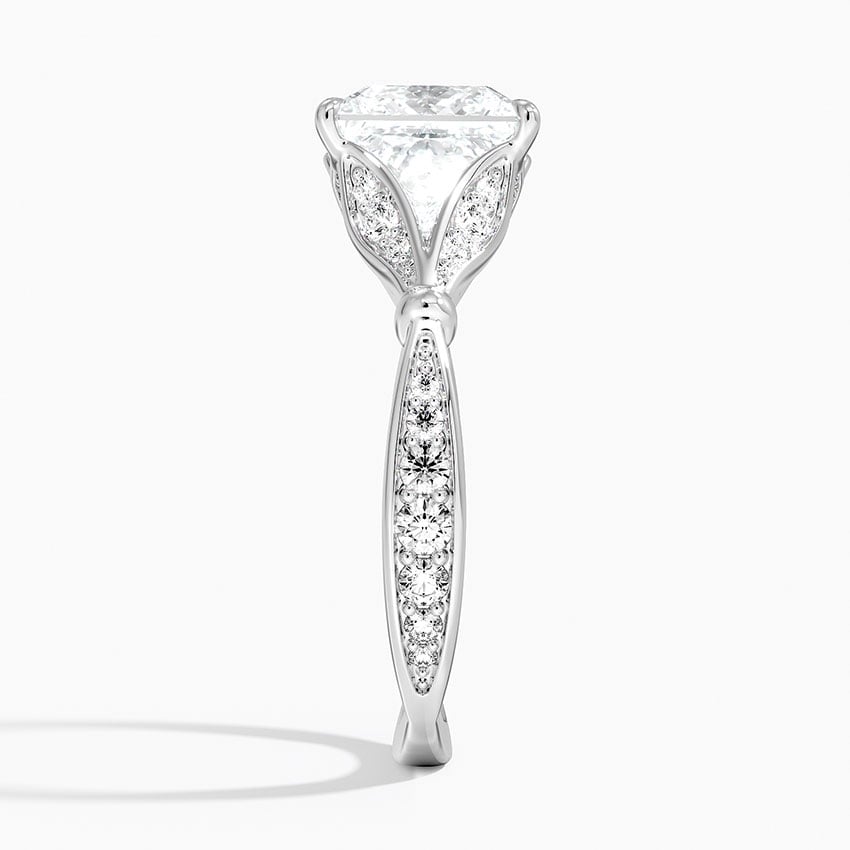 Princess Moissanite Floral Openwork Cathedral Engagement Ring