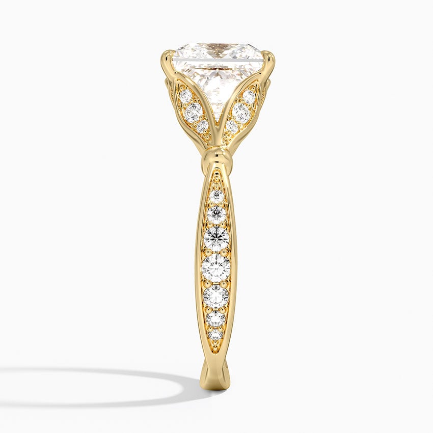 Princess Moissanite Floral Openwork Cathedral Engagement Ring