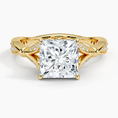 Princess Moissanite Floral Openwork Cathedral Engagement Ring