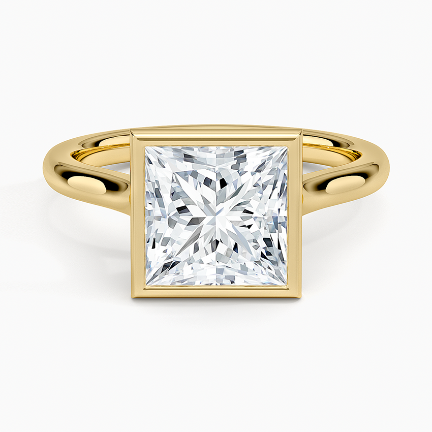 Princess Cut Bezel Moissanite Engagement Ring