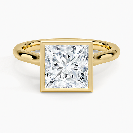 Princess Cut Bezel Moissanite Engagement Ring