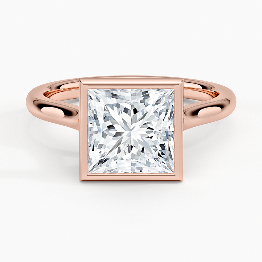 Princess Cut Bezel Moissanite Engagement Ring
