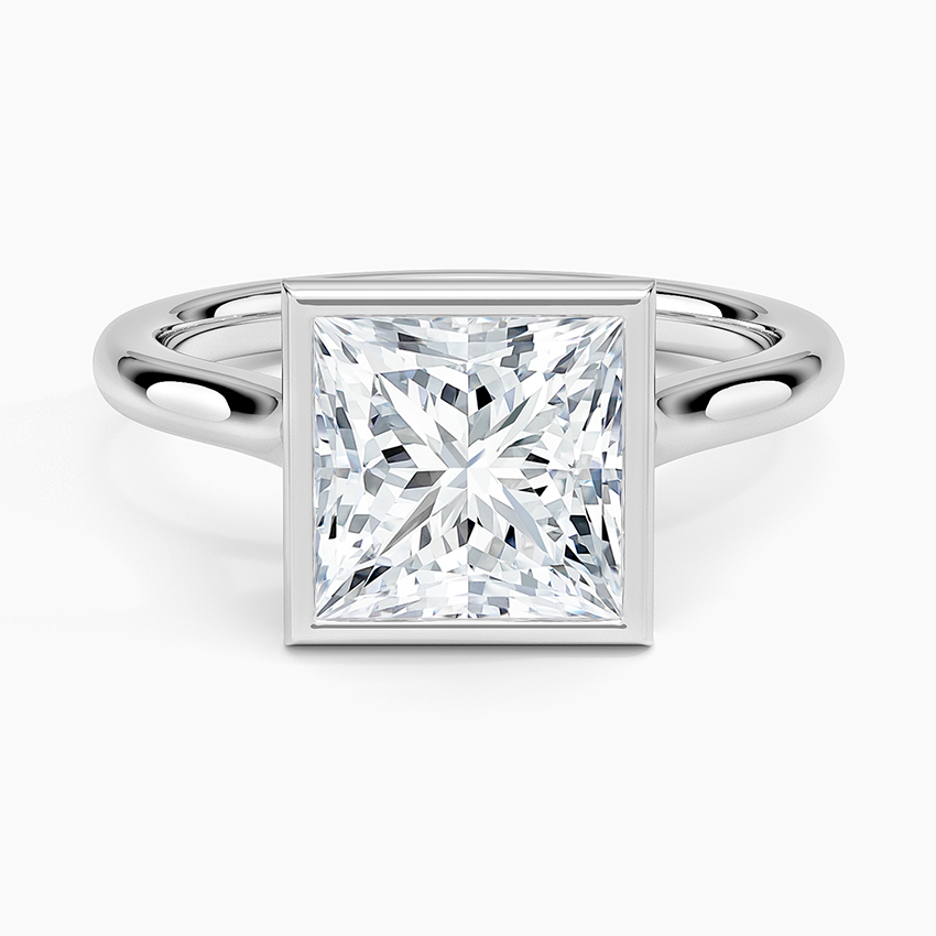 Princess Cut Bezel Moissanite Engagement Ring