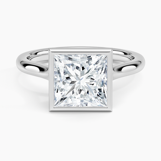 Princess Cut Bezel Moissanite Engagement Ring