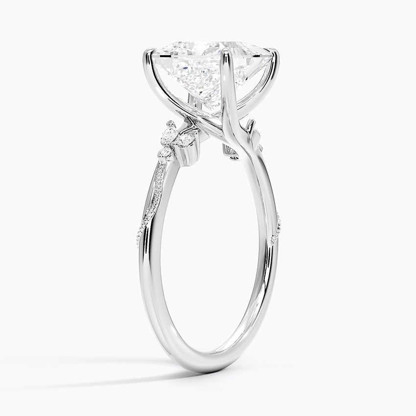 Princess Cut Floral-Inspired Engagement Ring