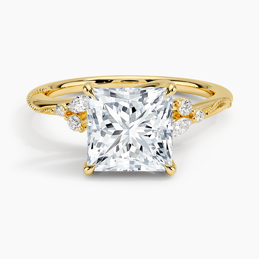 Princess Cut Floral-Inspired Engagement Ring