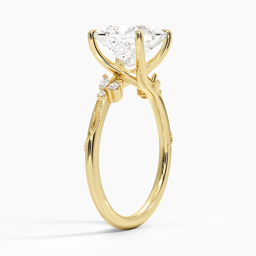 Princess Cut Floral-Inspired Engagement Ring