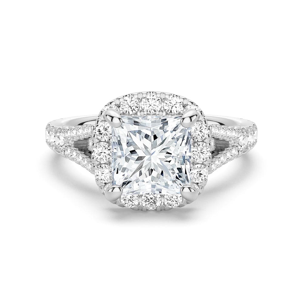 Princess Cut Split-Shank Moissanite Engagement Ring