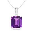 Prong-Set Emerald-Cut Amethyst Pendant Necklace