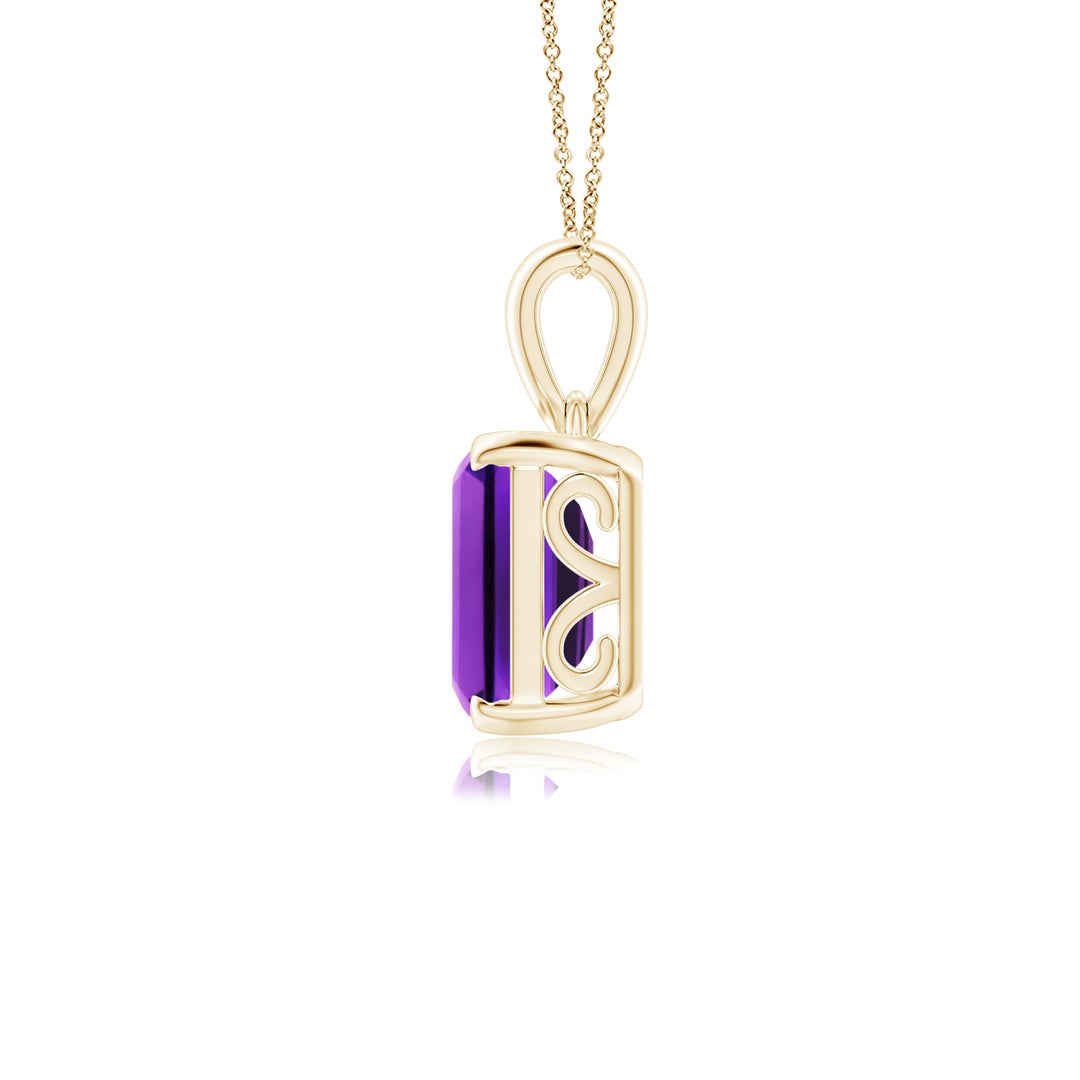 Prong-Set Emerald-Cut Amethyst Pendant Necklace