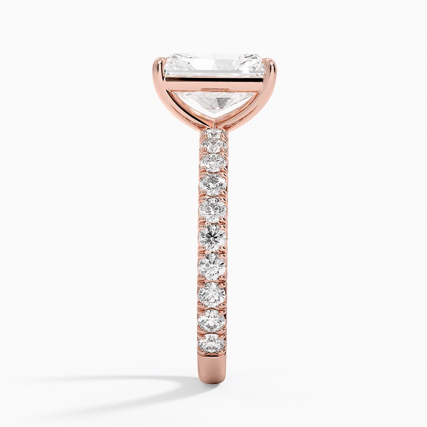 Radiant Cut French Pavé Flush-Fit Moissanite Engagement Ring