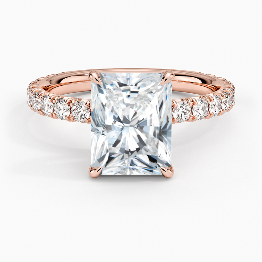 Radiant Cut French Pavé Flush-Fit Moissanite Engagement Ring