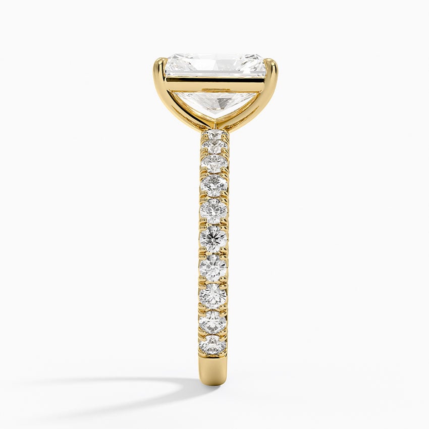 Radiant Cut French Pavé Flush-Fit Moissanite Engagement Ring