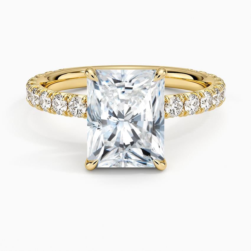 Radiant Cut French Pavé Flush-Fit Moissanite Engagement Ring