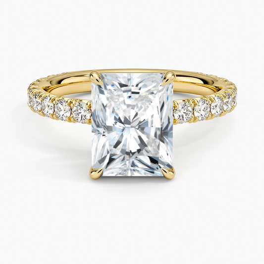 Radiant Cut French Pavé Flush-Fit Moissanite Engagement Ring