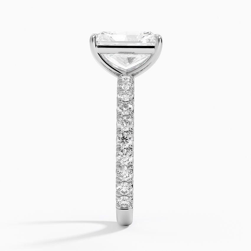 Radiant Cut French Pavé Flush-Fit Moissanite Engagement Ring