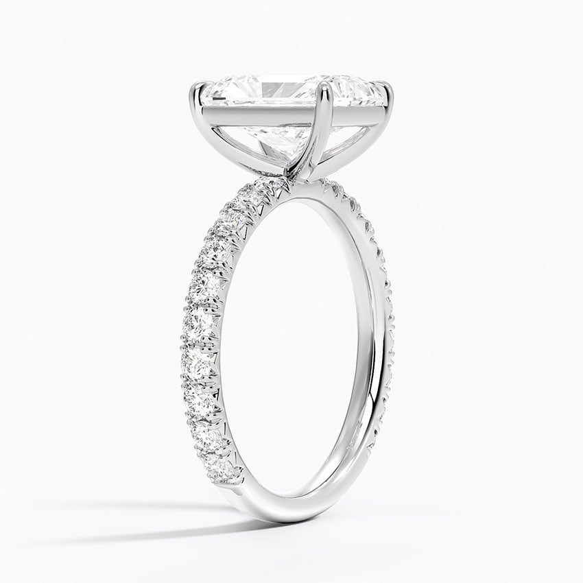 Radiant Cut French Pavé Flush-Fit Moissanite Engagement Ring