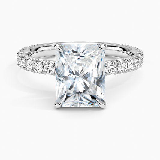 Radiant Cut French Pavé Flush-Fit Moissanite Engagement Ring