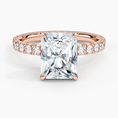 Radiant Cut French Pavé Moissanite Engagement Ring with Hidden Halo
