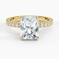 Radiant Cut Three-Quarter Pavé Band Moissanite Engagement Ring with Hidden Halo
