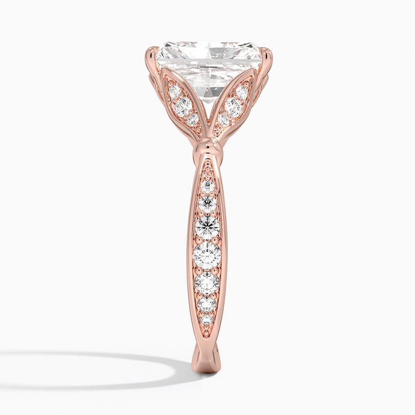 Radiant Moissanite Floral Openwork Cathedral Engagement Ring
