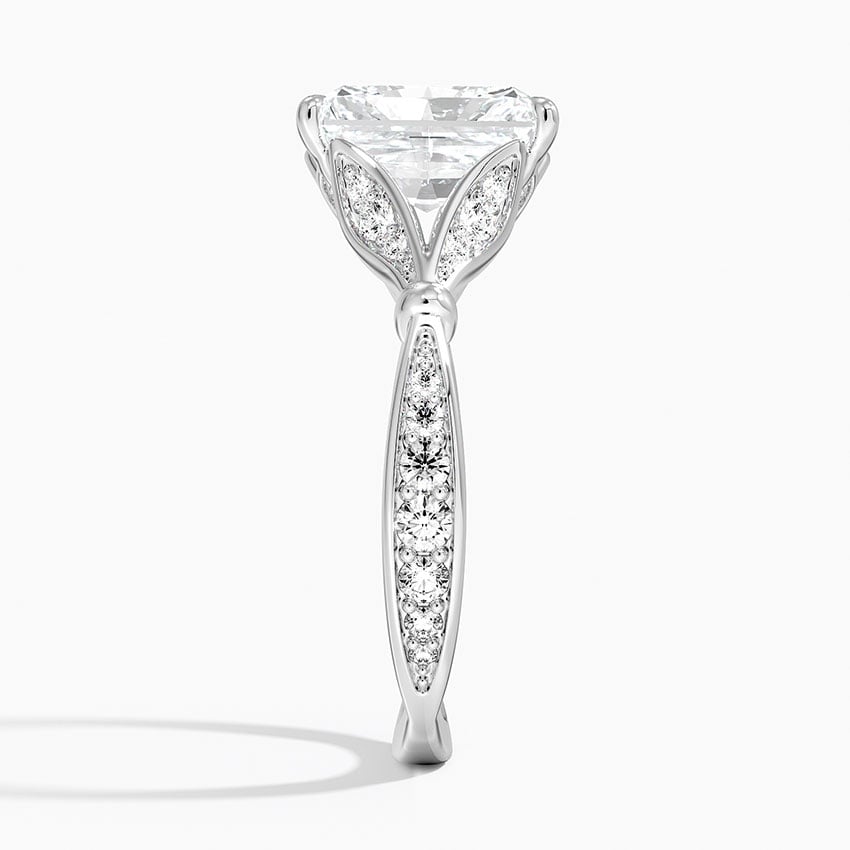 Radiant Moissanite Floral Openwork Cathedral Engagement Ring