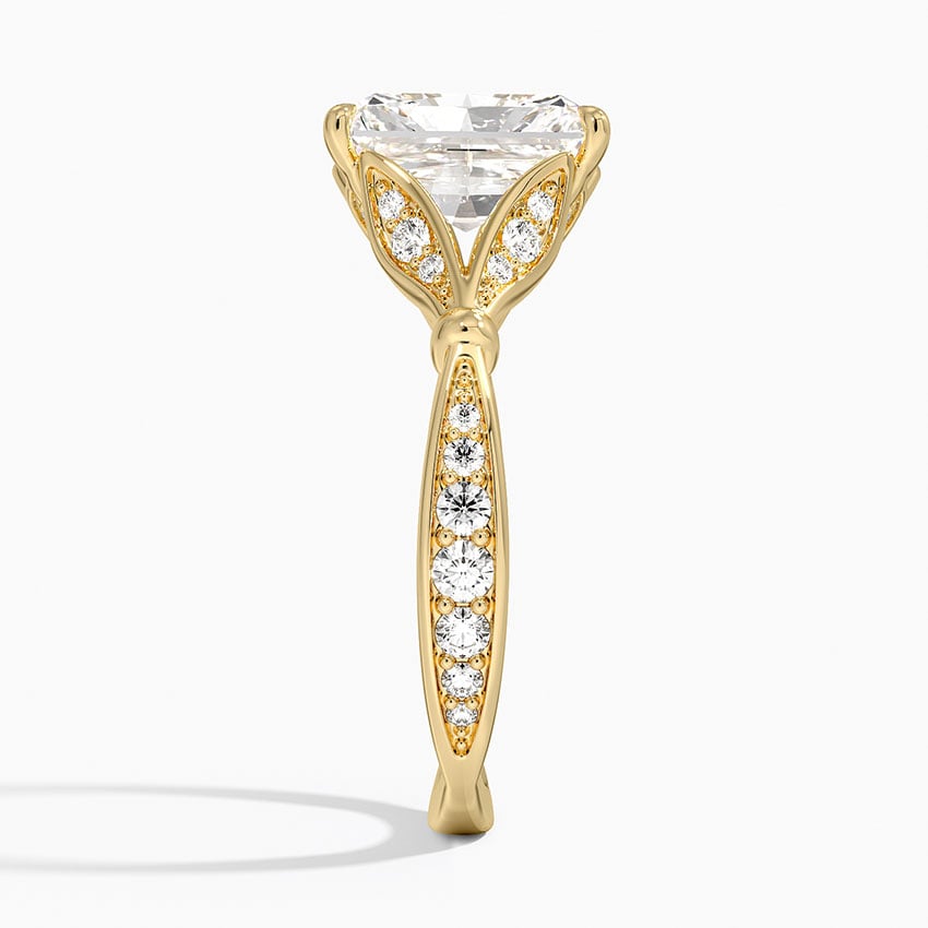 Radiant Moissanite Floral Openwork Cathedral Engagement Ring