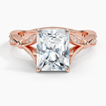 Radiant Moissanite Floral Openwork Cathedral Engagement Ring