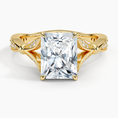 Radiant Moissanite Floral Openwork Cathedral Engagement Ring