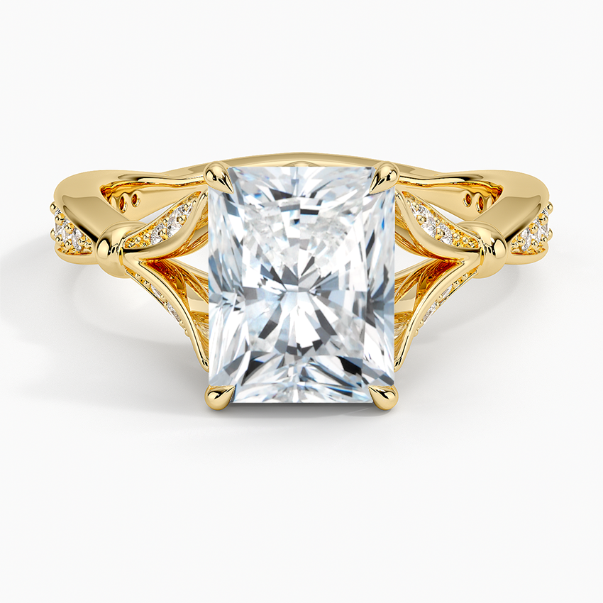 Radiant Moissanite Floral Openwork Cathedral Engagement Ring
