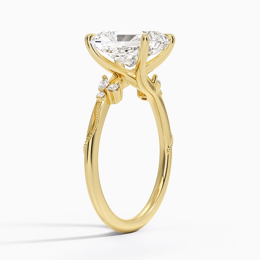 Radiant Cut Floral-Inspired Engagement Ring