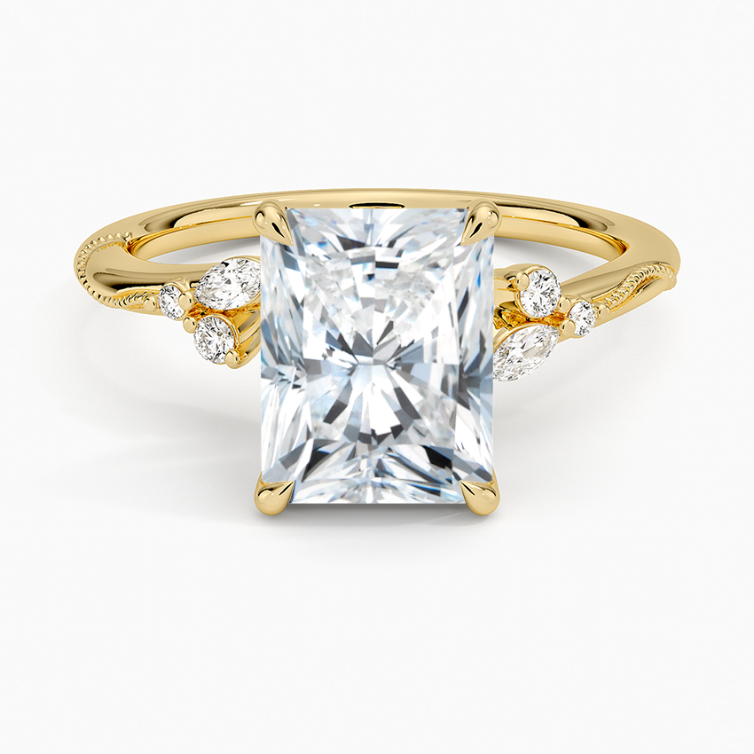 Radiant Cut Floral-Inspired Engagement Ring