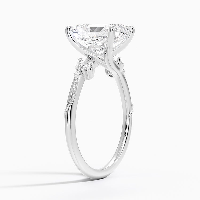 Radiant Cut Floral-Inspired Engagement Ring