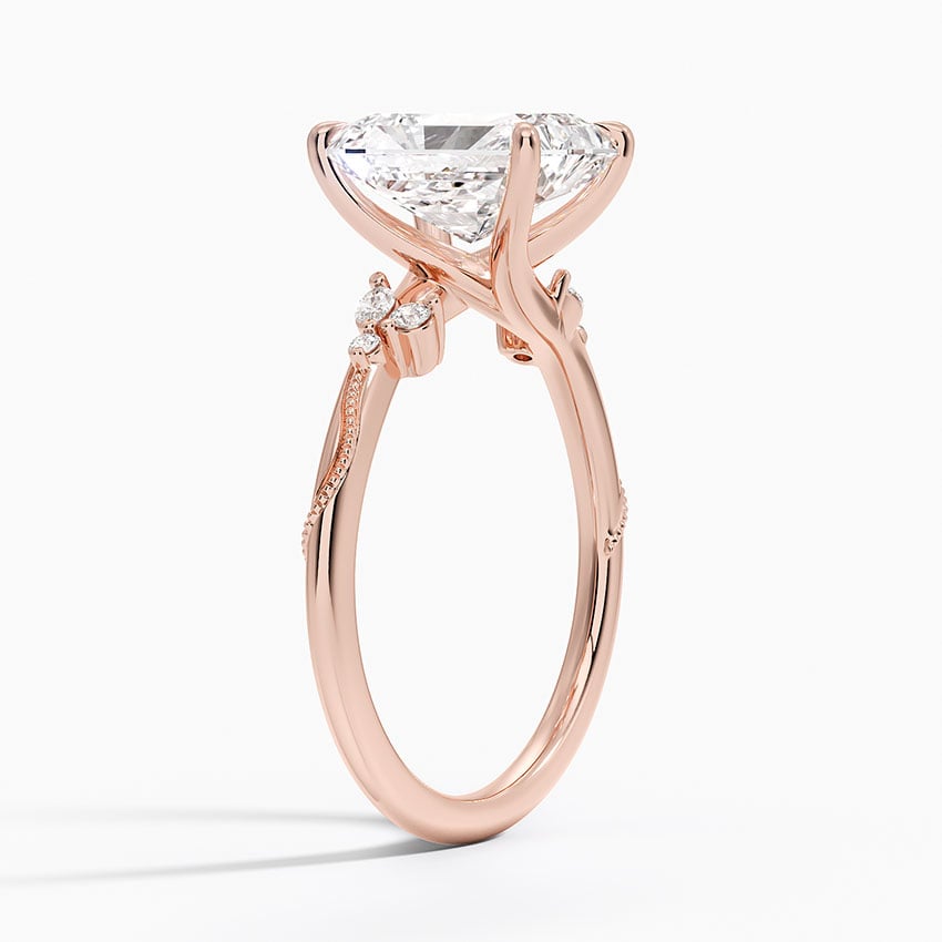 Radiant Cut Floral-Inspired Engagement Ring