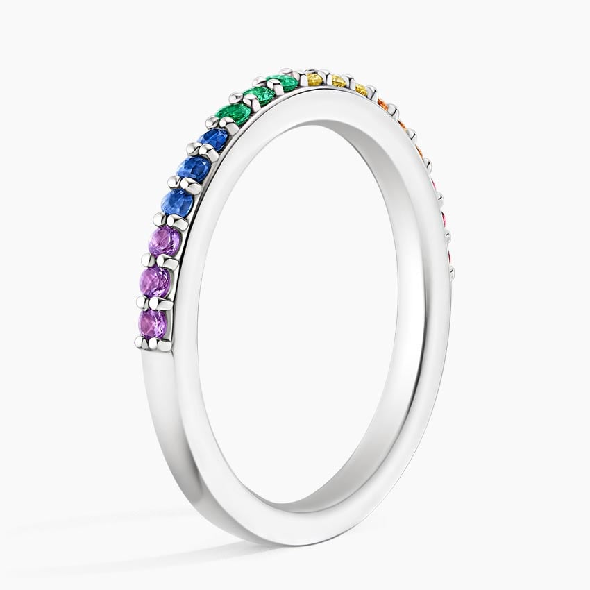 Rainbow Lab Gemstone Half Eternity Wedding Band - 1.5 mm