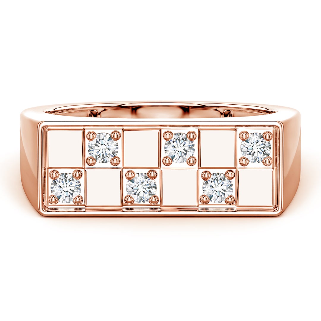 Rectangular Checkerboard Pavé Moissanite Men’s Signet Ring
