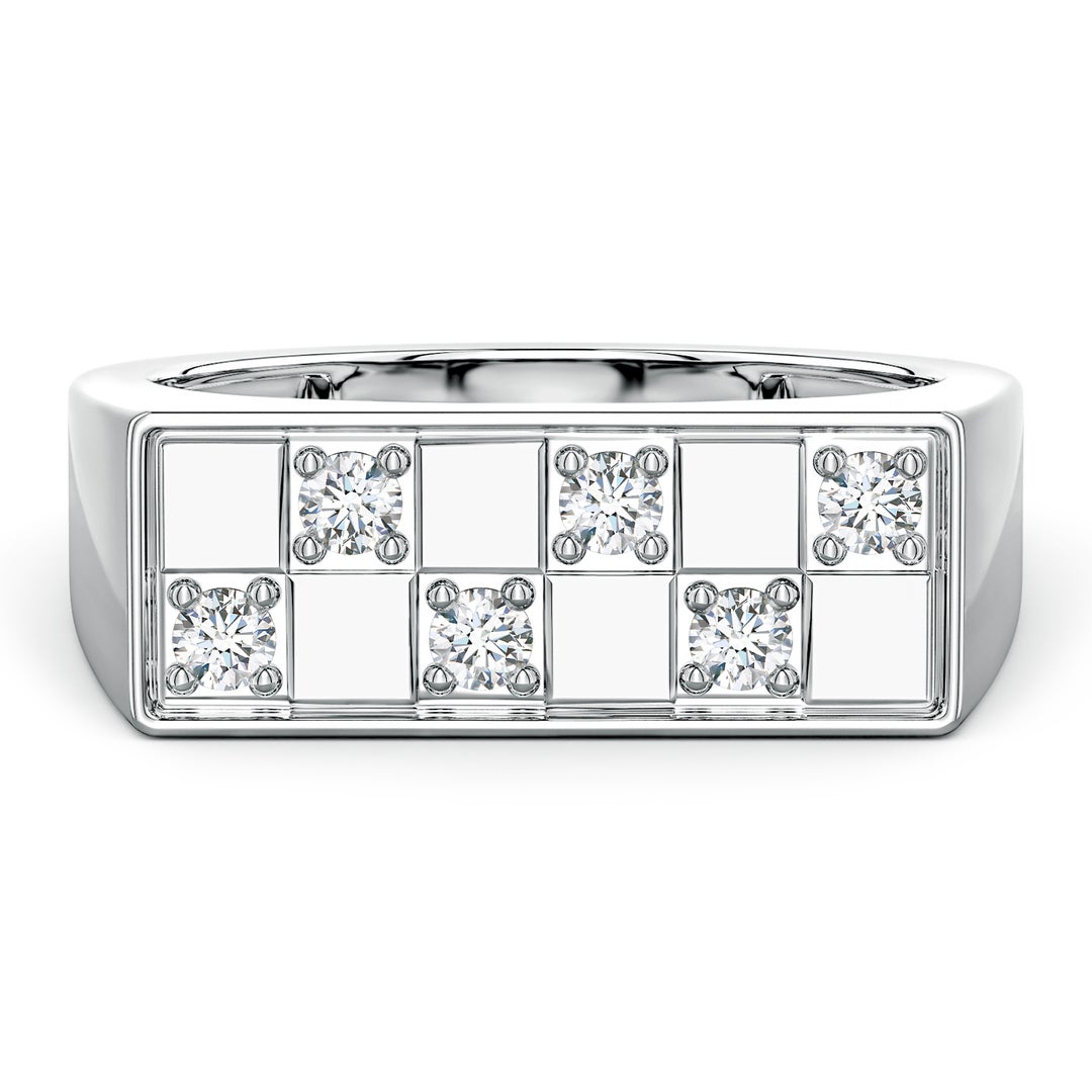 Rectangular Checkerboard Pavé Moissanite Men’s Signet Ring