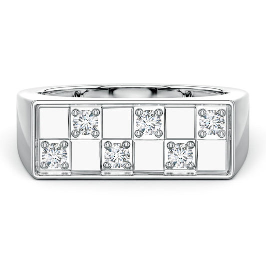 Rectangular Checkerboard Pavé Moissanite Men’s Signet Ring