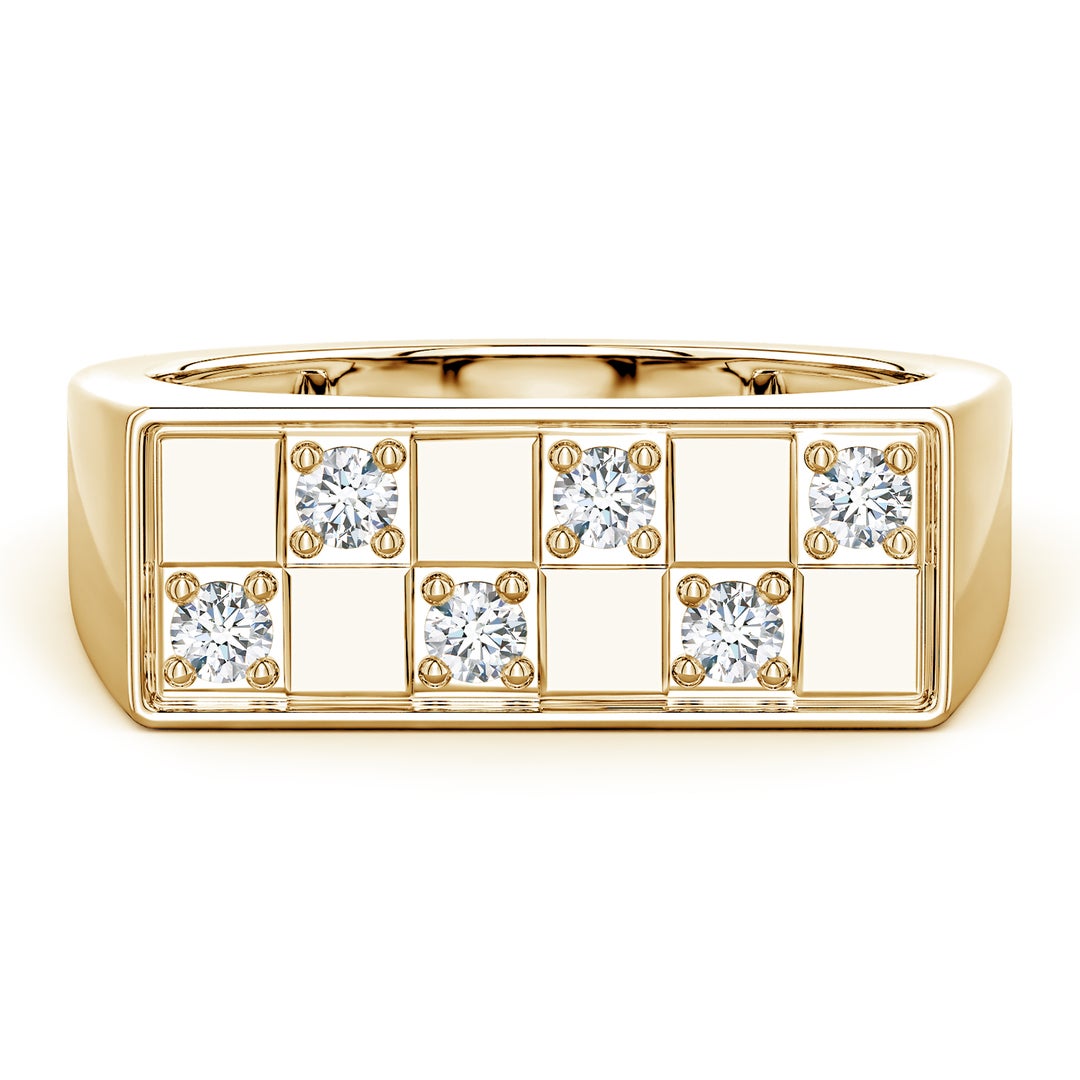 Rectangular Checkerboard Pavé Moissanite Men’s Signet Ring